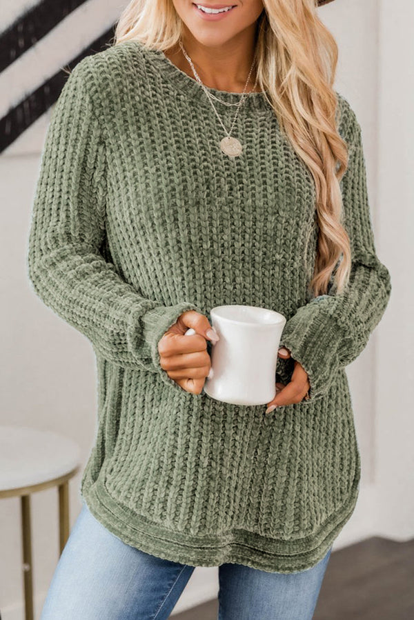 Lena Long Sleeve Round Hem Cable Knit Sweater