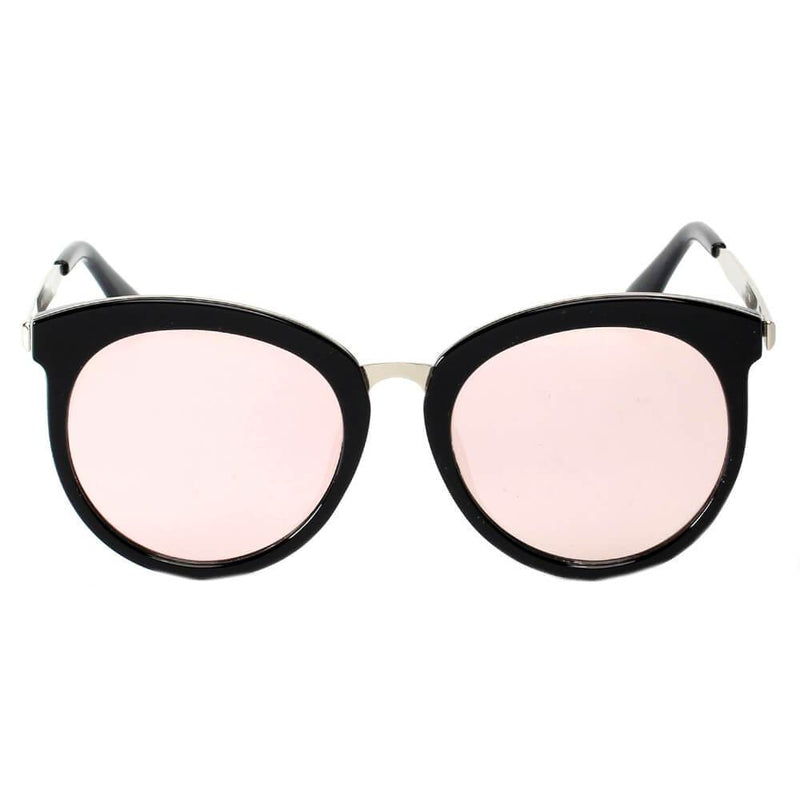 ELWOOD | CD04 - Vintage Oversized Round Mirrored Lens Horned Rim Sunglasses