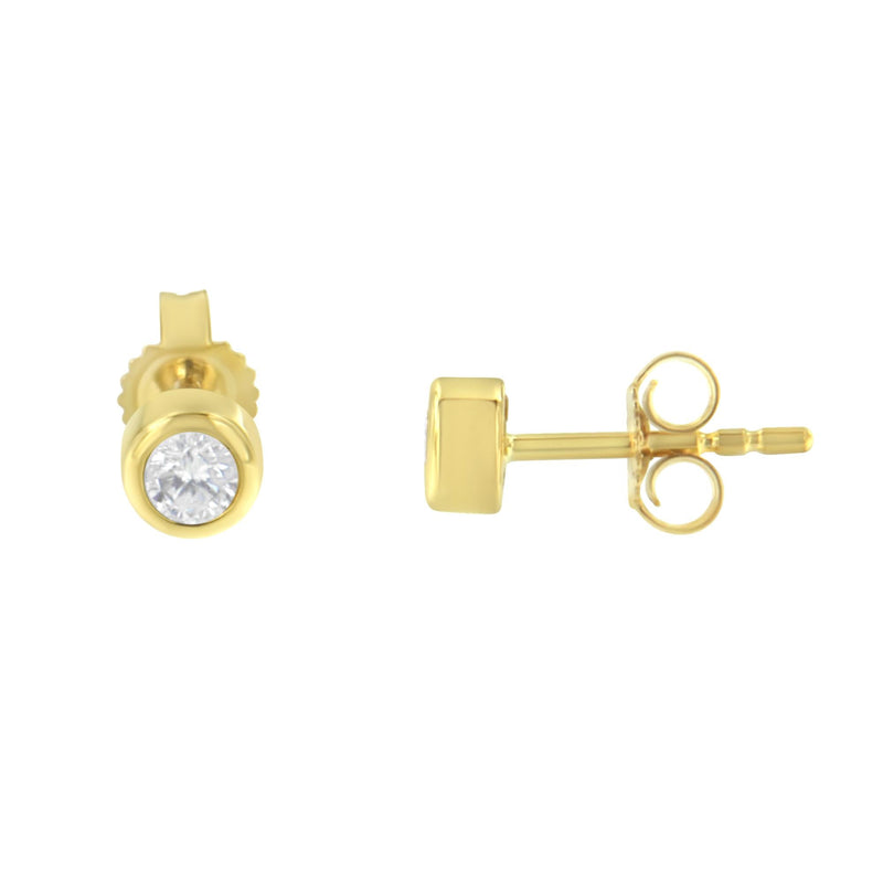 10K White Gold 1/5 Cttw Round Brilliant-Cut Near Colorless Diamond Bezel-Set Stud Earrings (H-I Color, I1-I2 Clarity)
