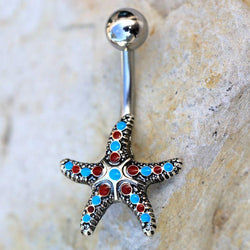 316L Stainless Steel Colorful Starfish Navel Ring