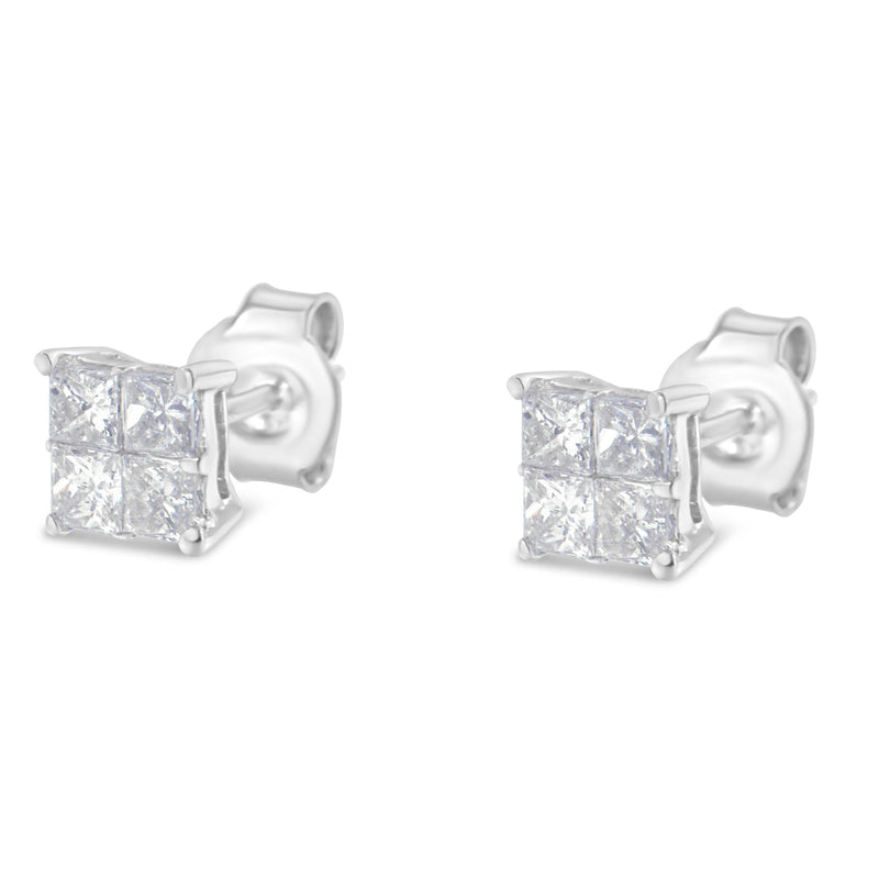 10K White Gold Diamond Stud Earrings (3/4 Cttw, H-I Color, SI2-I1 Clarity)