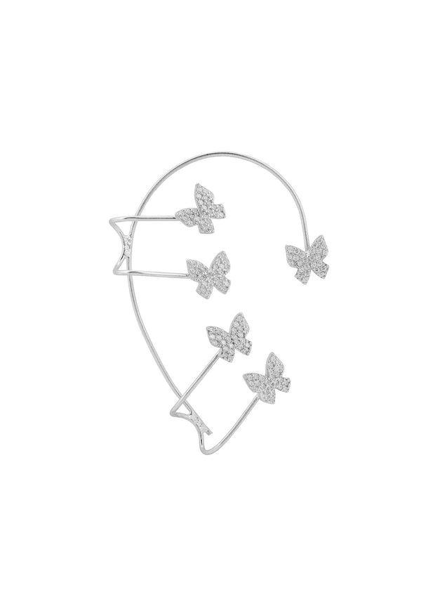 Butterflies Non-Pierced Ear Climber Right Silver