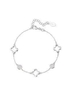 Open Clover Gemstone Bracelet Silver Rose Quartz