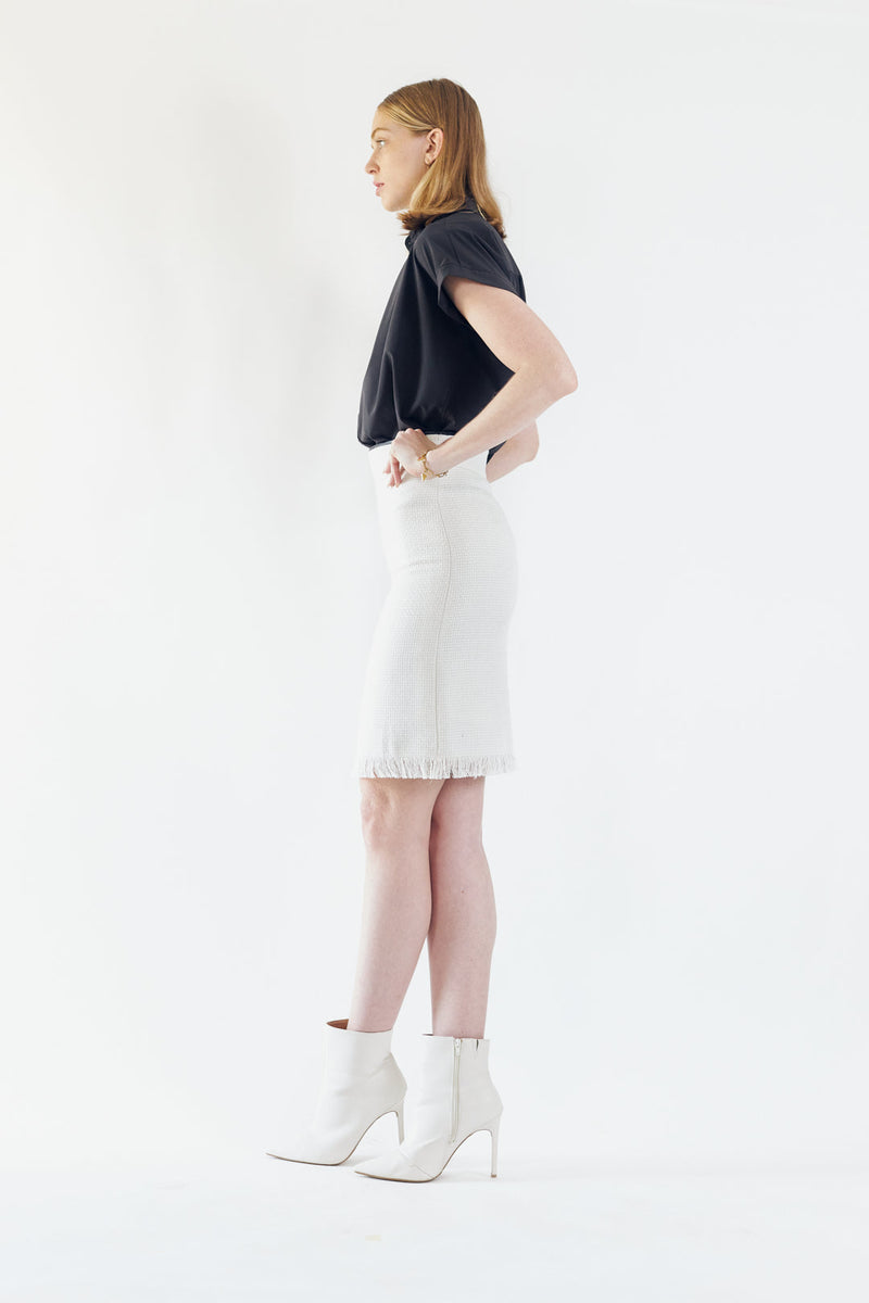 Power Woman- White Tweed Skirt