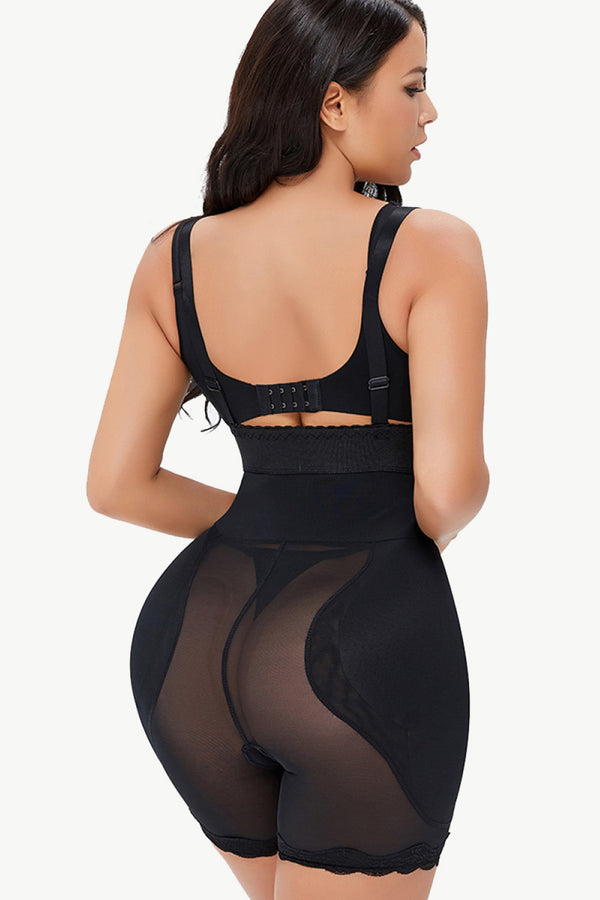 Smooth and Silky Bodysuit Shaper With Built-In Wire Bra and Sexy Lace Trims  Black - Plus Sizes