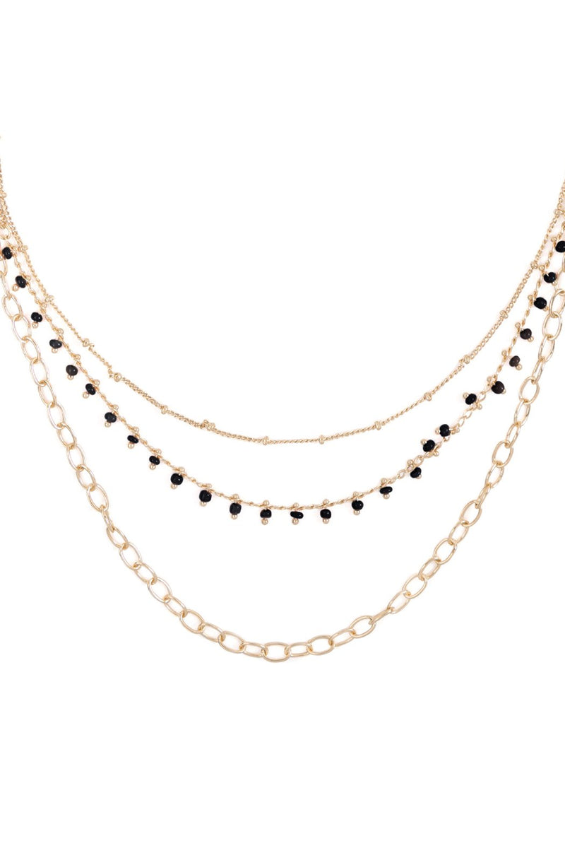 Ena008 - Three Layered Chain Dainty Beads Necklace