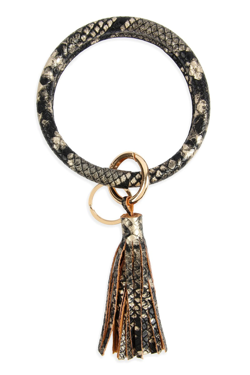 Hdb2815 - Snake Skin Printed Tassel Key Ring Bracelet