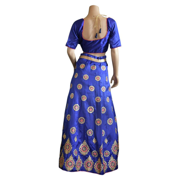 Blue and Pink Embroidered Lehenga