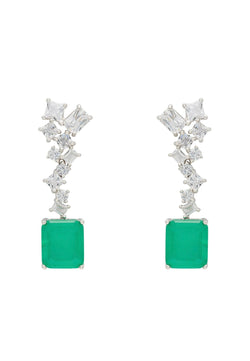 Diana Colombian Emerald Drop Earrings Silver