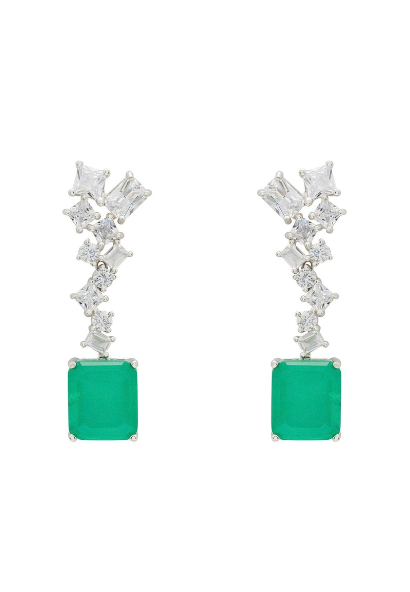 Diana Colombian Emerald Drop Earrings Silver