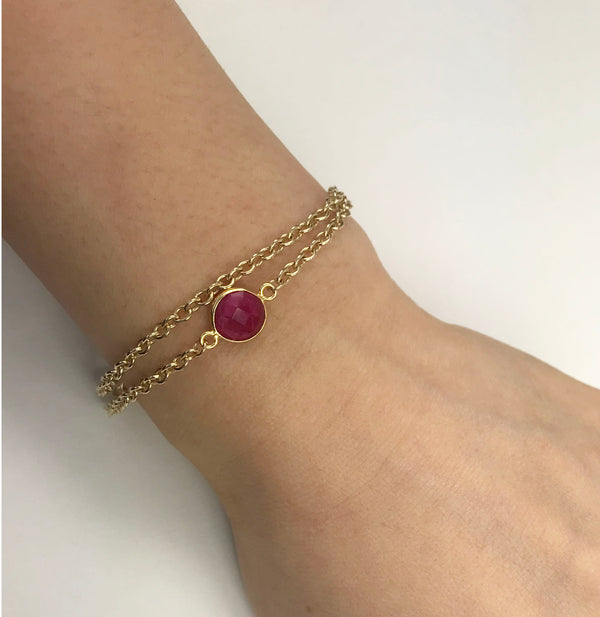 Ruby Vermeil Double Chain Bracelet