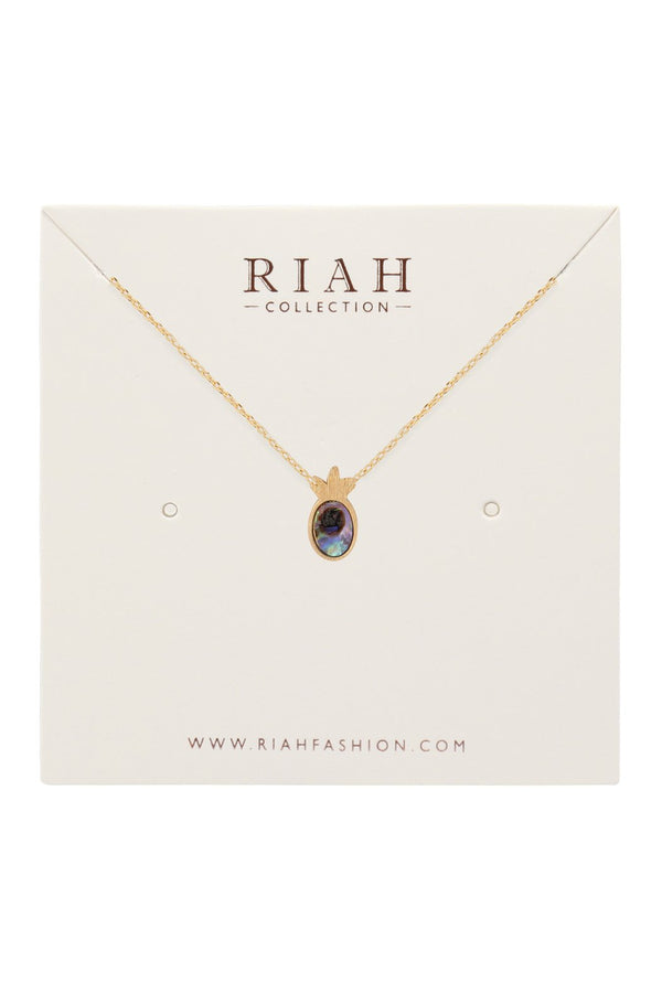 Hdnen609 - Pineapple With Abalone Shell Pendant Necklace