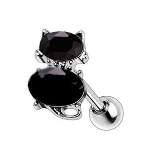 316L Stainless Steel Fancy Black Cat Cartilage Earring