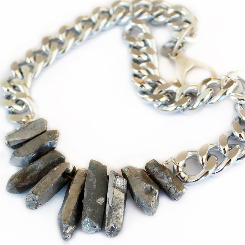 Rocked Up Crystal Quartz Necklace - Silver