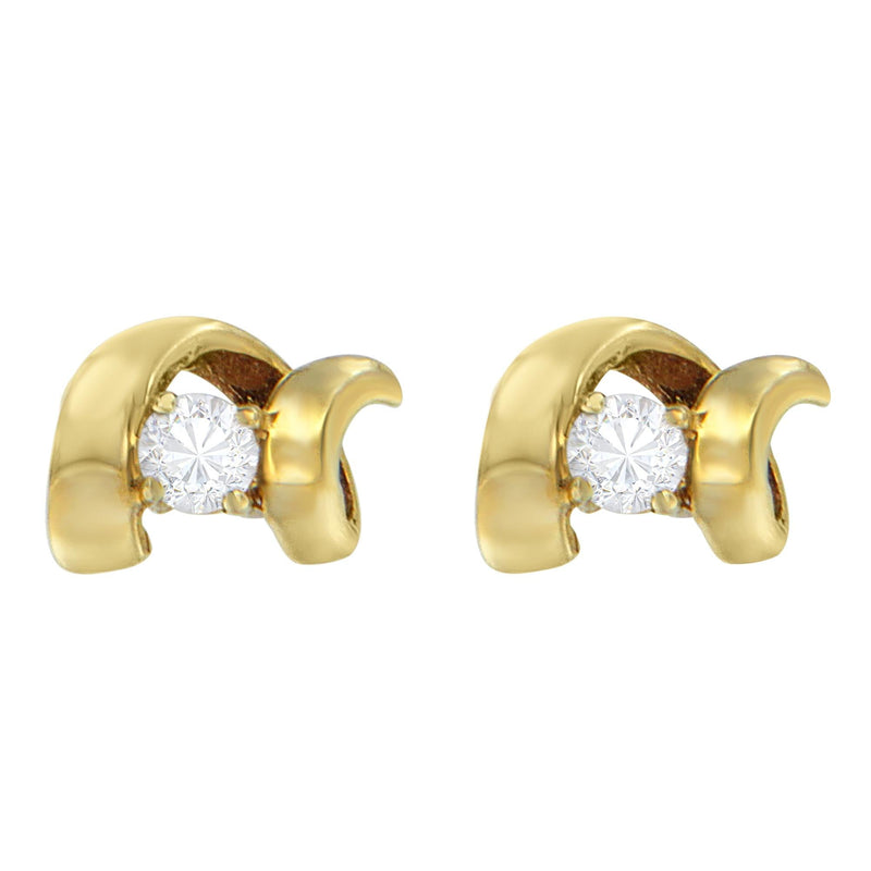 10K White Gold 1/10 Cttw Round Brilliant-Cut Diamond Espira Swirls Solitaire Push Back Stud Earrings (I-J Color, I1-I2 C