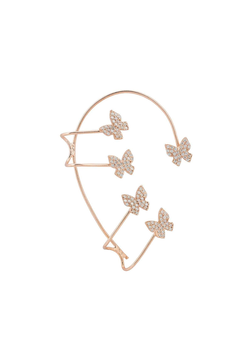 Butterflies Non-Pierced Ear Climber Right Rosegold