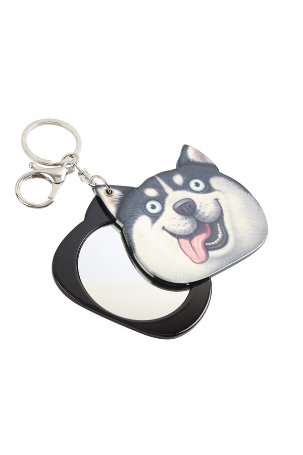 Kc417x036 - Cute Fat Dog With Mirror Keychain