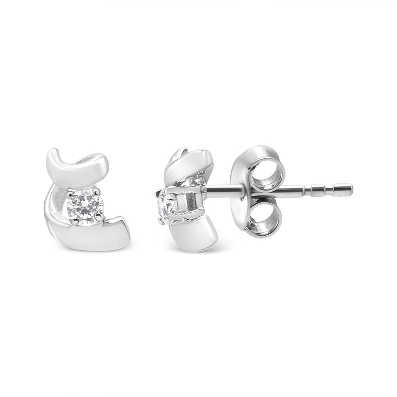 .925 Sterling Silver Round Cut Diamond Fashion Earrings (0.10 Cttw, I-J Color, I2-I3 Clarity)