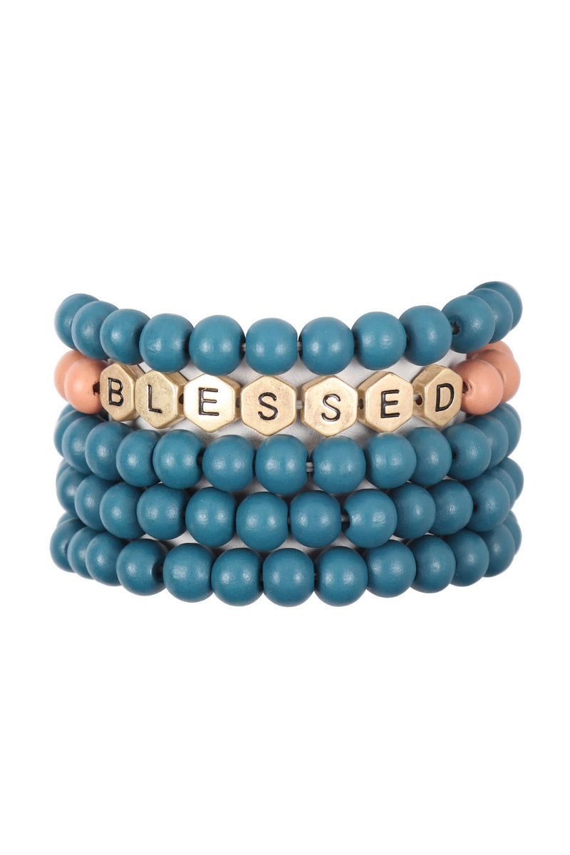 Hdb3020 - "Blessed" Charm Multiline Beaded Bracelet