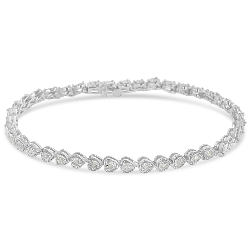 Sterling Silver Diamond Heart Tennis Link Bracelet (1/4 Cttw, I-J Color, I3 Clarity)