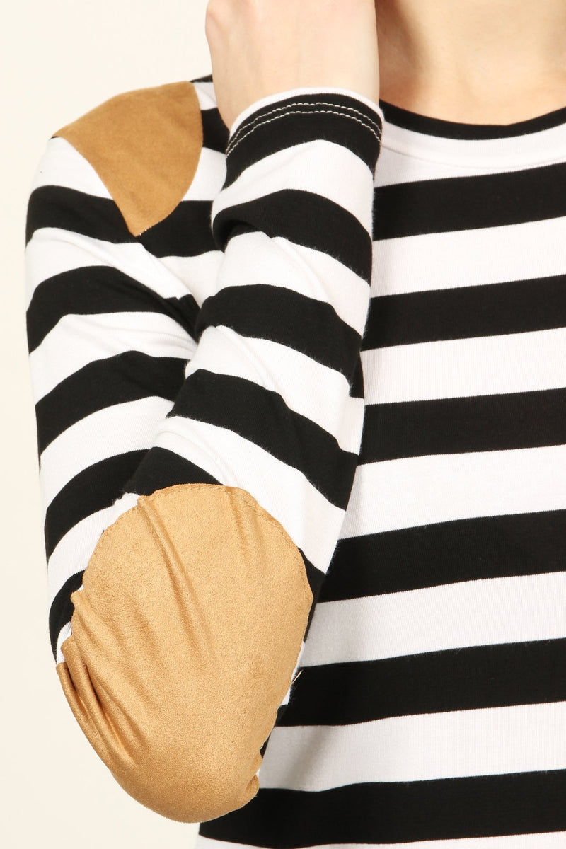 Suede Detail Striped Top