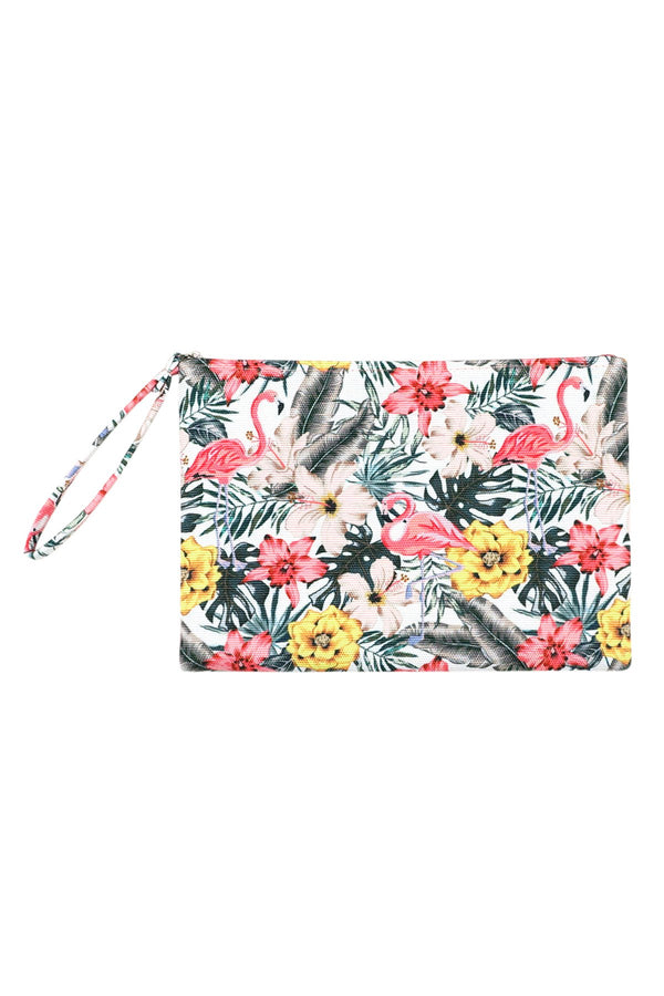 Mp0120 - Tropical Hisbiscus Flamingo Pouch