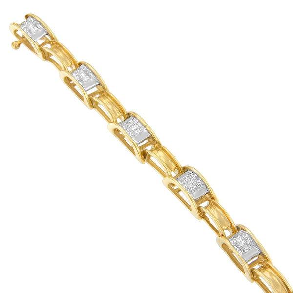 14K Yellow Gold Princess Cut Diamond Chain Link Bracelet (1.00 Cttw, H-I Color, SI1-SI2 Clarity)