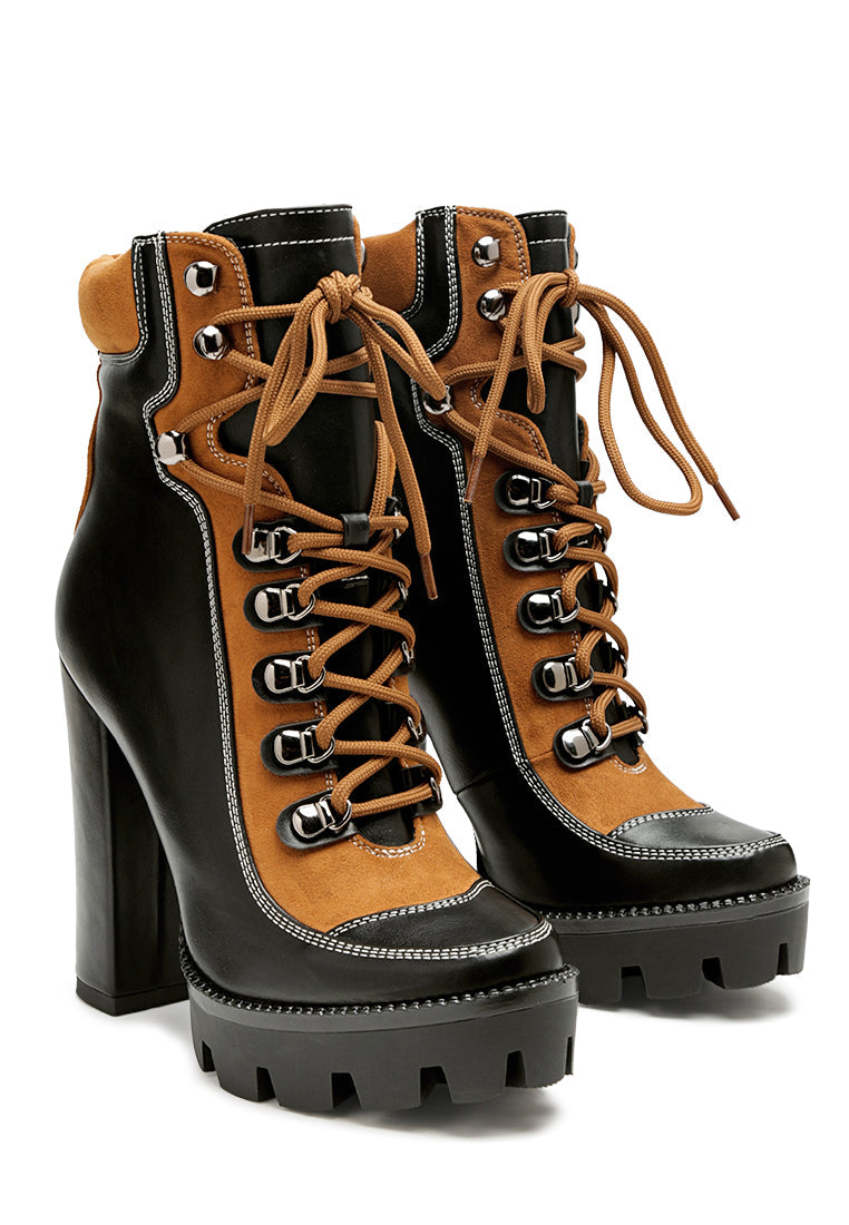 Yeti High Heel Lace Up Biker Boots