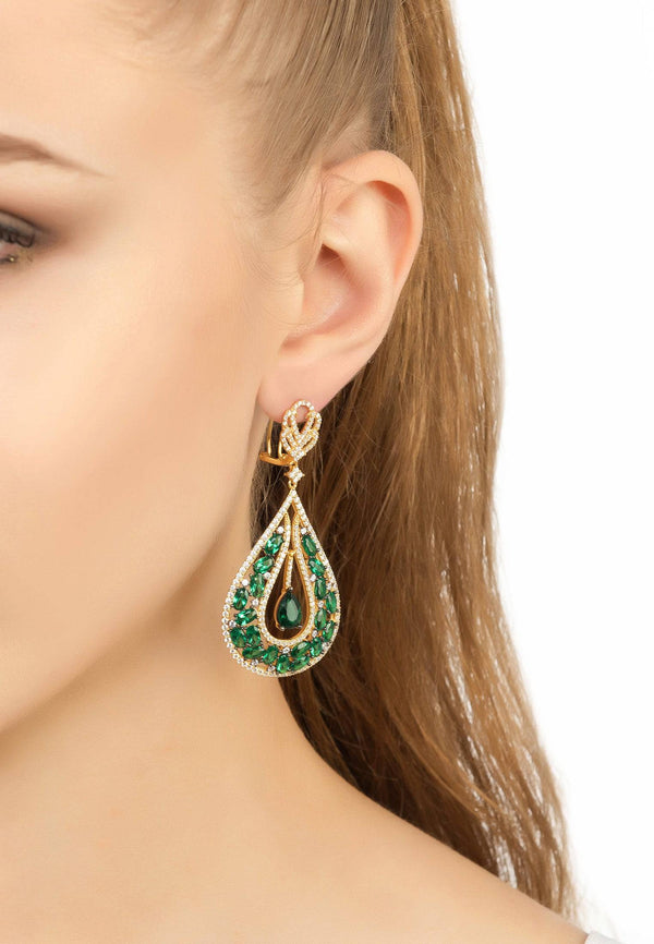 Charlotte Teardrop Earrings Emerald Gold