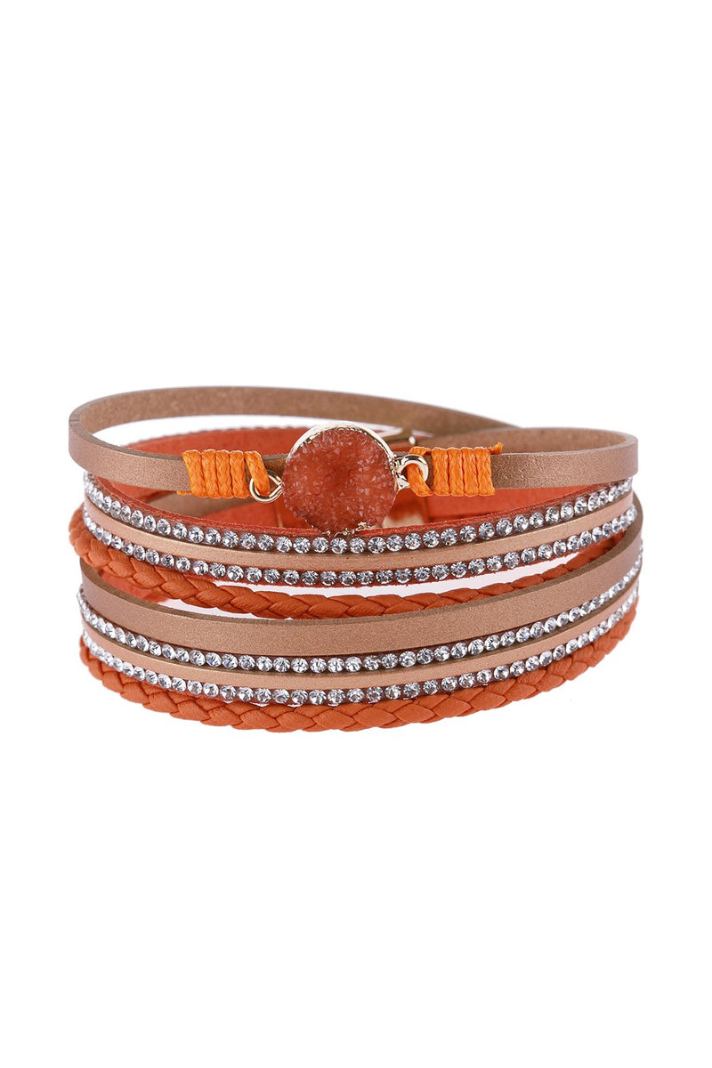 Hdb2983 - Rhinestone Encrusted Druzy Wrap Bracelet