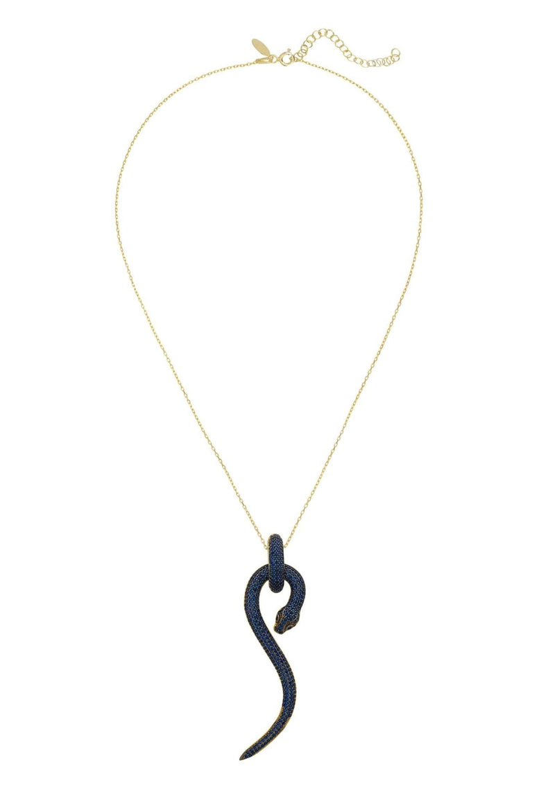 Anaconda Snake Pendant Necklace Gold Sapphire