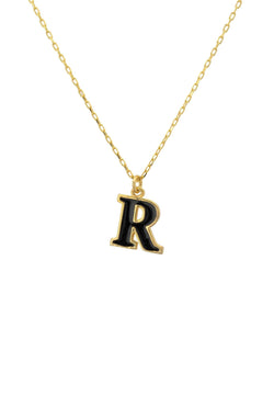 Initial Enamel Necklace Gold R