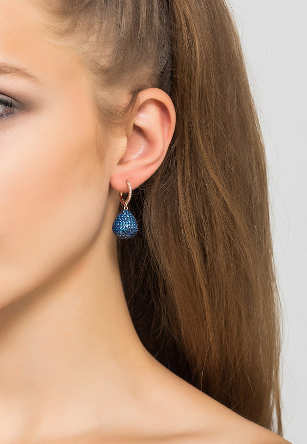 Valerie Pear Drop Gemstone Earring Rosegold Sapphire Blue
