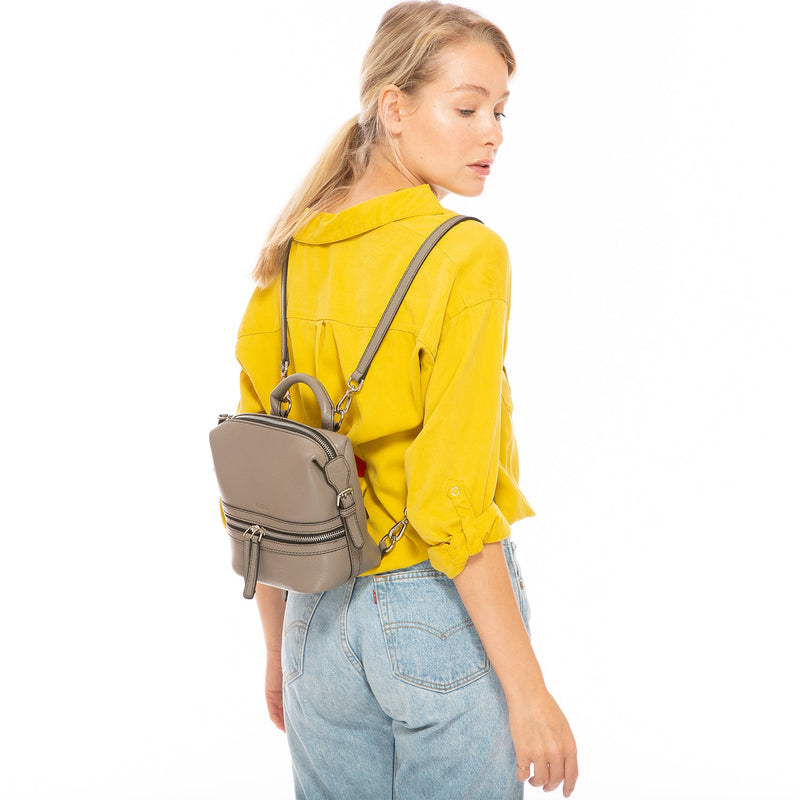 Ashley Small Gray Leather Backpack Purse