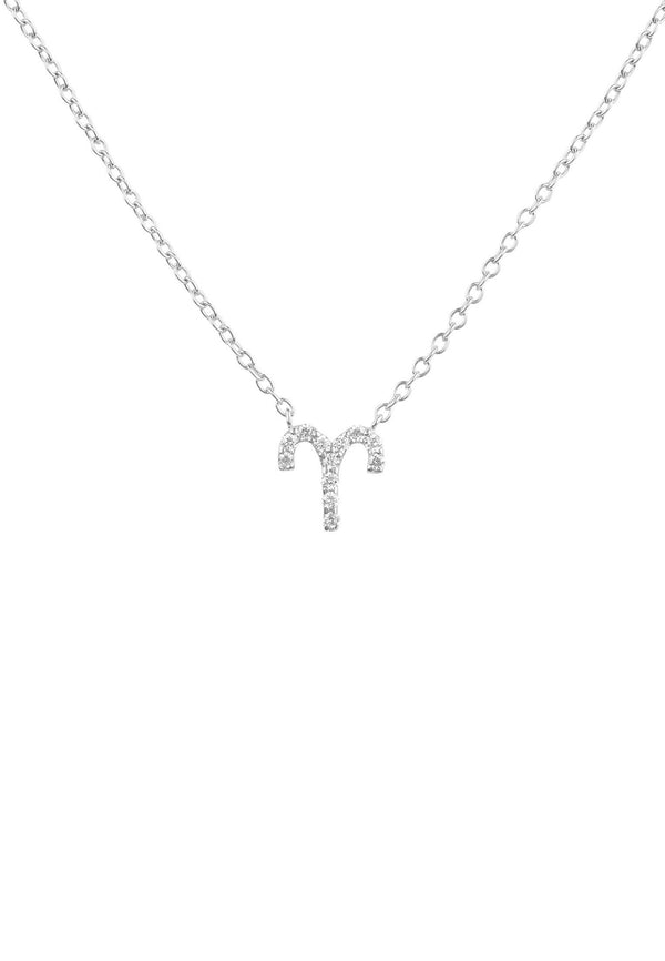 Diamond Zodiac Silver Necklace Aries