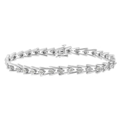 .925 Sterling Silver 1/4 Cttw Miracle Set Diamond Sleek and Open "V"Bracelet (I-J Color, I3 Clarity) -7.5"