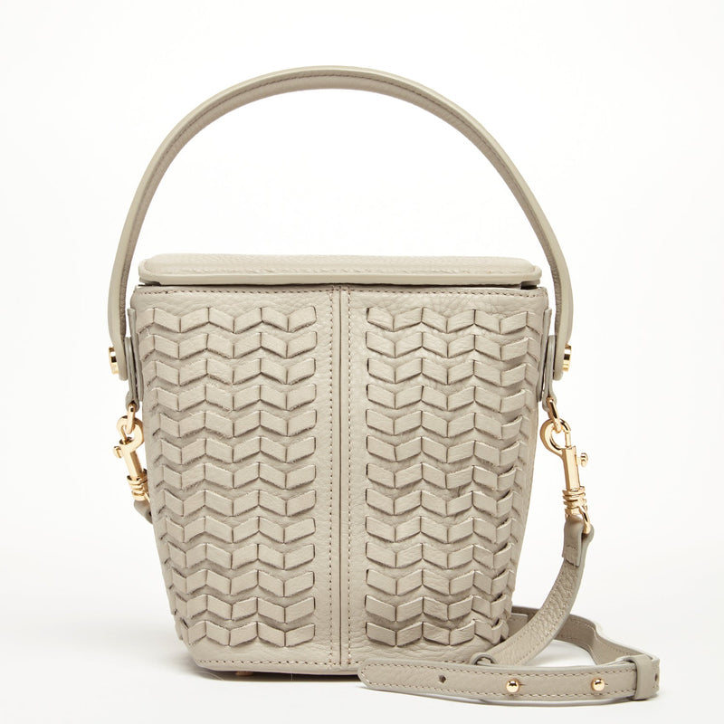 Anna Woven Leather Bag Grayish Beige