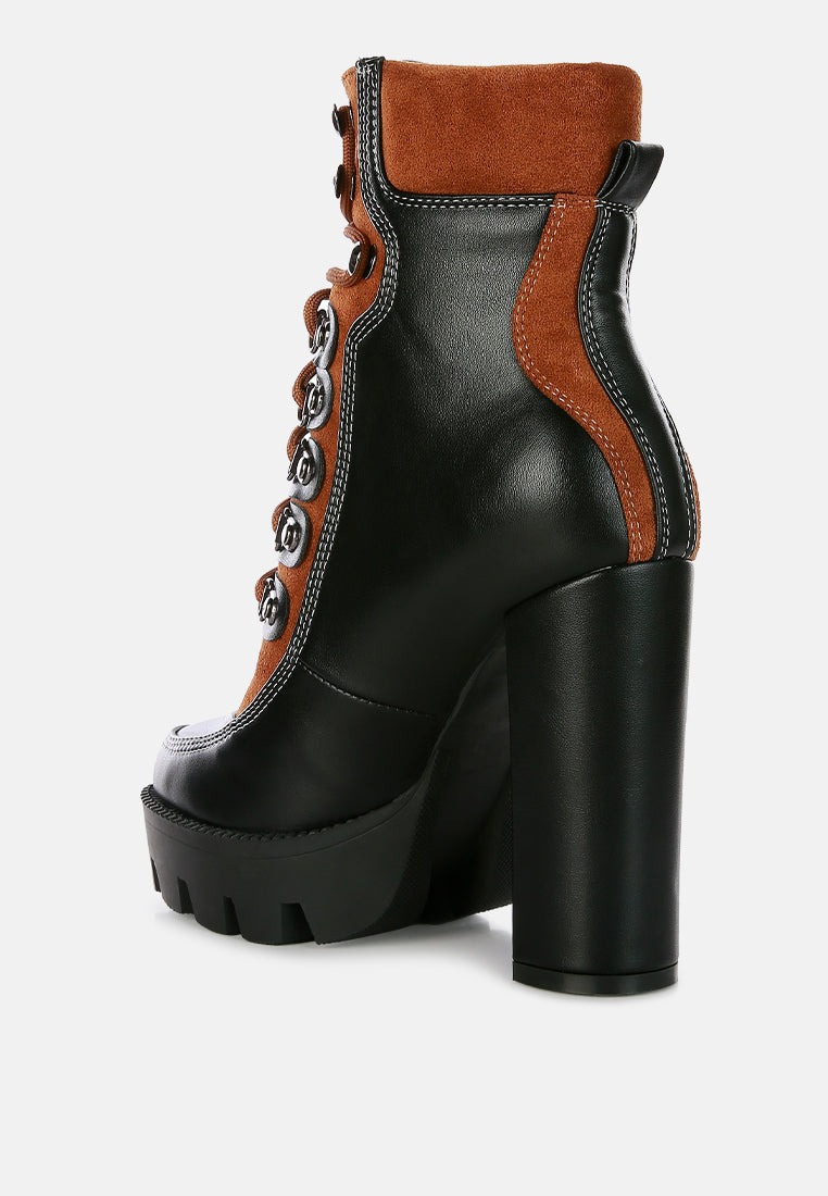 Yeti High Heel Lace Up Biker Boots