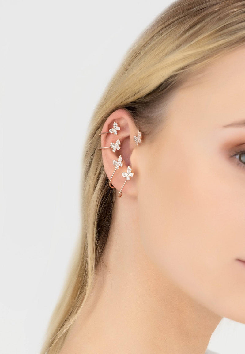 Butterflies Non-Pierced Ear Climber Right Rosegold