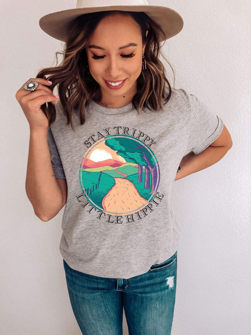 Stay Trippy Little Hippie Distressed Shirt Vintage Hippie T-Shirt