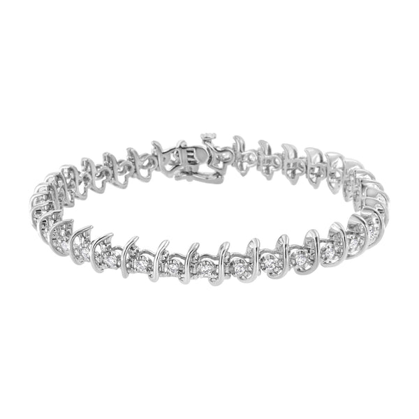 .925 Sterling Silver 1 Cttw Prong-Set Diamond Link Bracelet (I-J, I1-I2) - 7.25"