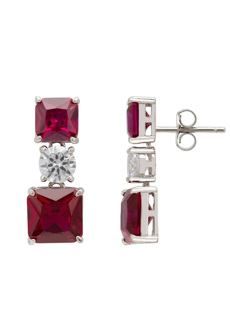 Penelope Drop Earrings Ruby Silver