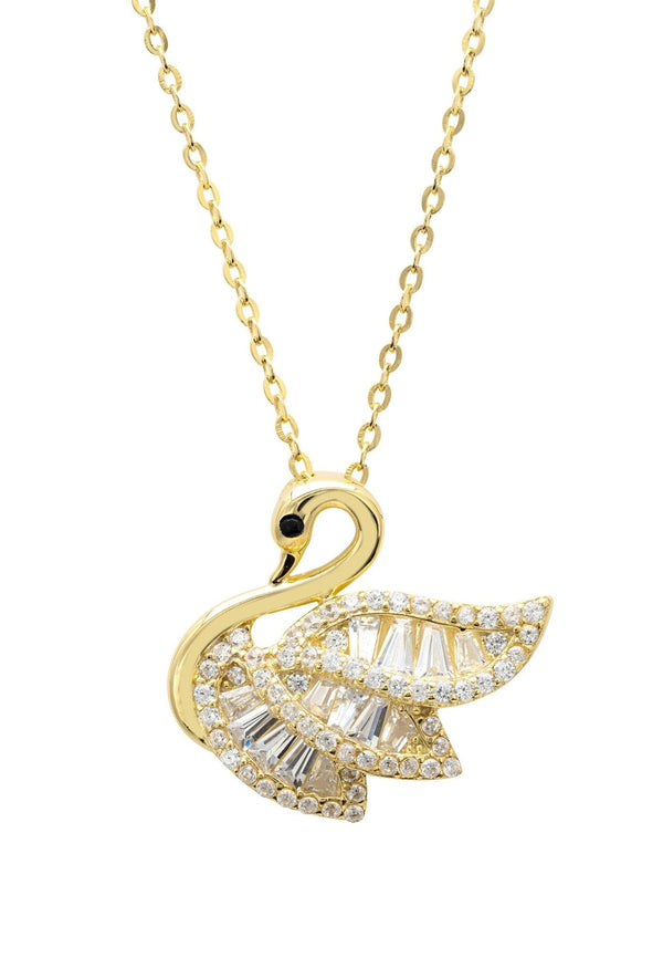 Swan Pendant Necklace Gold