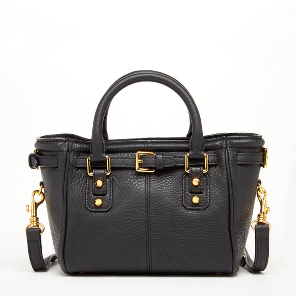 Emma Leather Satchel Bag Black