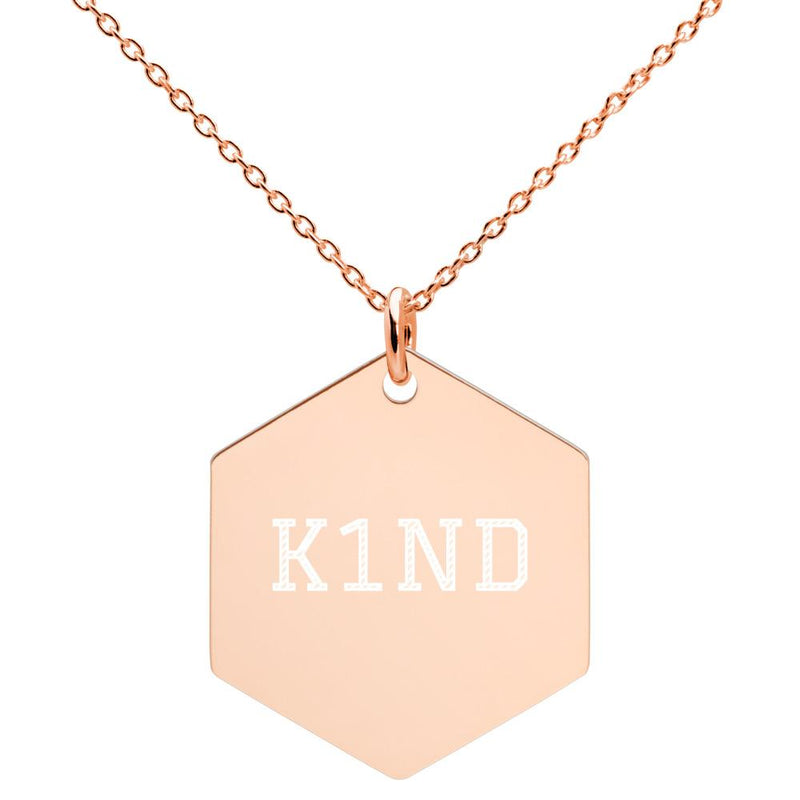 K1ND Engraved Silver Hexagon Necklace