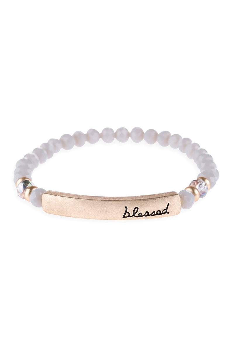 Hdb3007 - "Blessed" Rondelle Beads Stretchable Bracelet