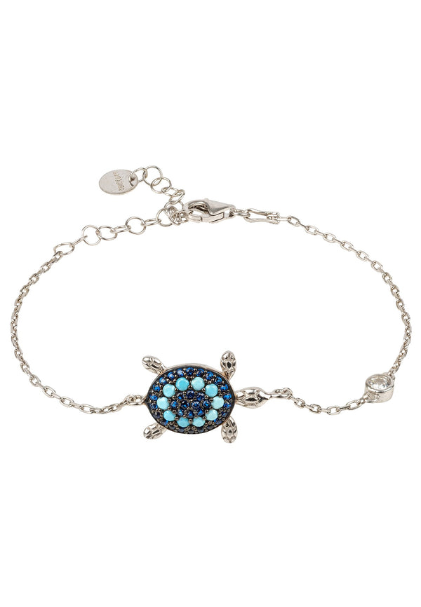 Turtle Turquoise Blue Bracelet Silver