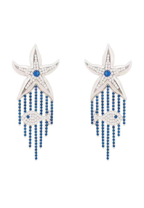 Siren Earrings Sapphire Blue Silver