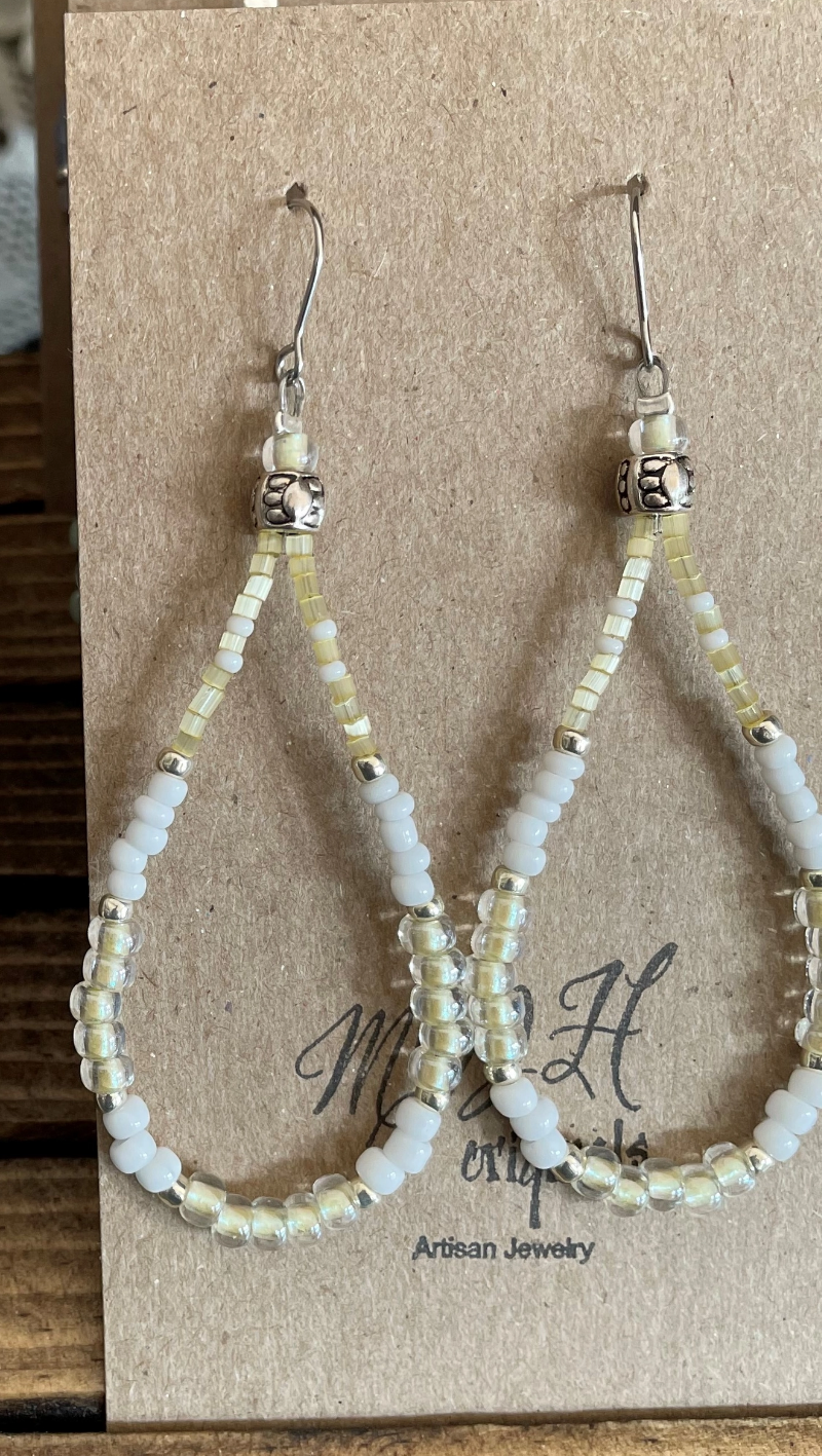 Pastel Sea Beads Teardrop Dangle Earrings