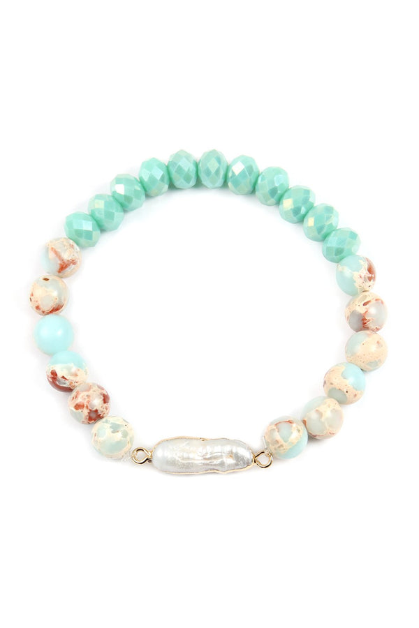 Glass and Natural Beads Pearl Charm Bracelets
